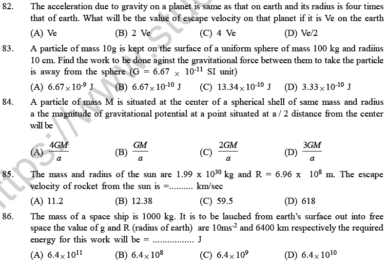 NEET UG Physics Gravitational MCQs, Multiple Choice Questions